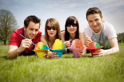 4 people enjoying Shave Ice